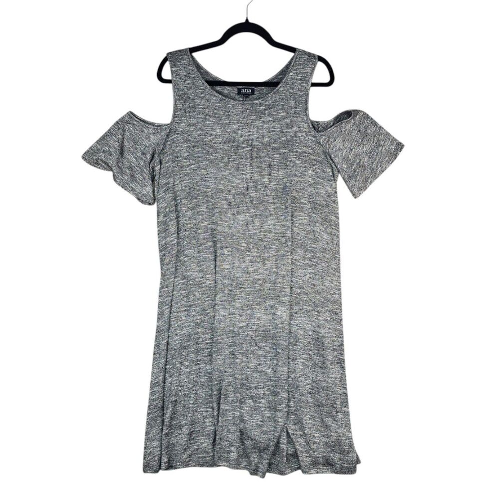 a.n.a A-Line Cold Shoulder Dress Women’s XL Gray Knit Stretch Casual Knee Length